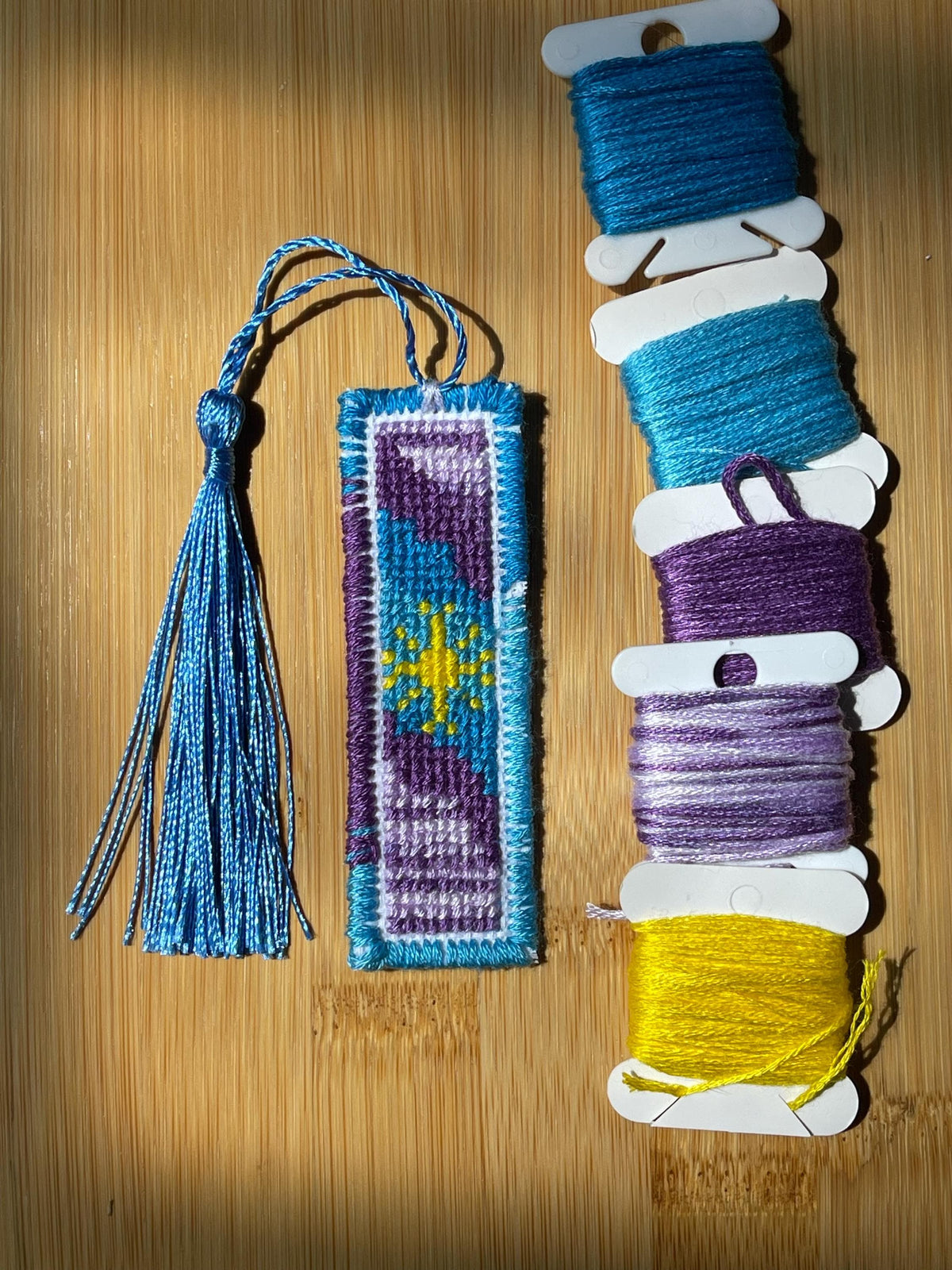 Handmade Hand Stitched Cross Stitch Mini Bookmark PHYSICAL ITEM