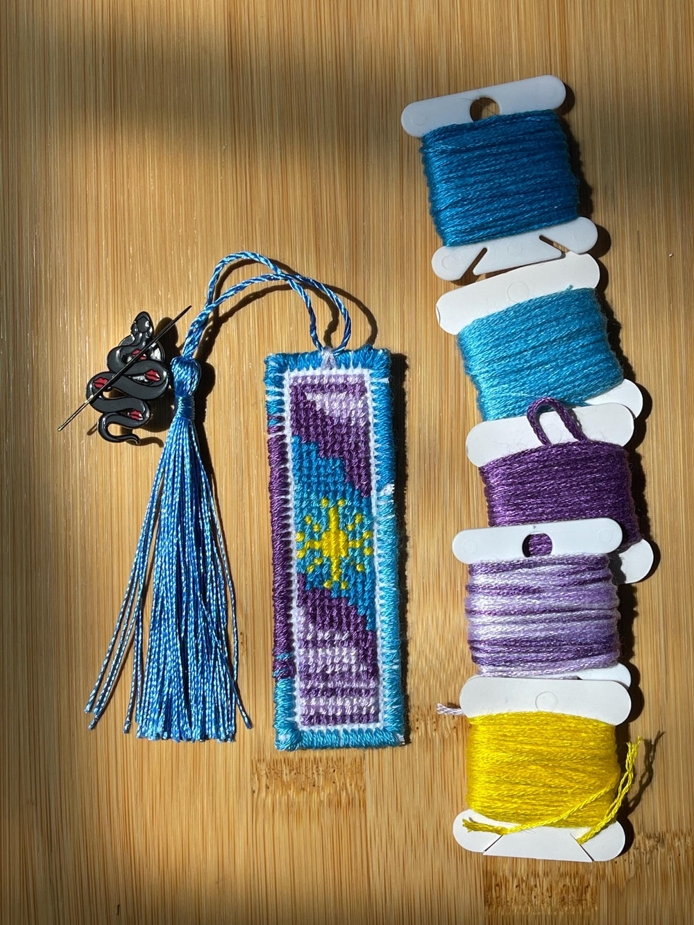 Handmade Hand Stitched Cross Stitch Mini Bookmark PHYSICAL ITEM