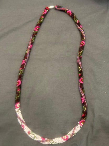 Handmade Crochet Floral Gradient Rope Necklace