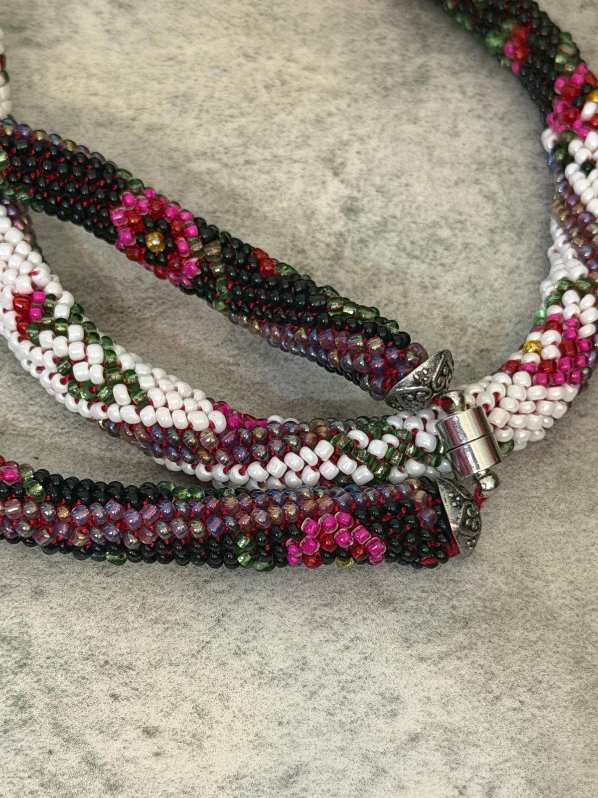 Handmade Crochet Floral Gradient Rope Necklace