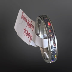 Dark Lightning Opal Inlay Ring