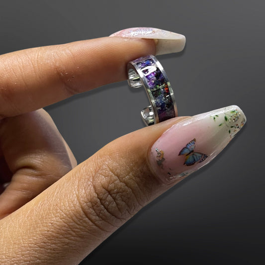 Purple Stars Comfort Fit Opal Inlay Ring