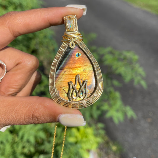 “Fall Fire” Labradorite & Opal Pendant