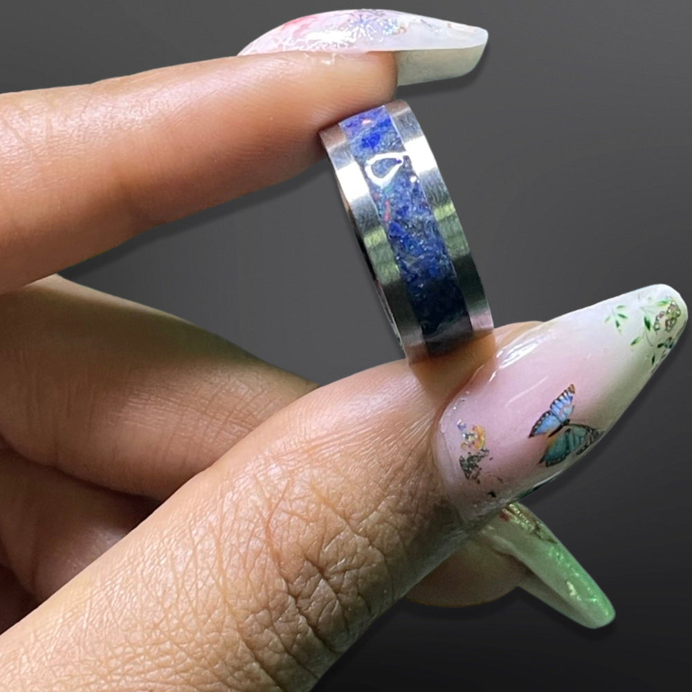 Glowing Night Sky Opal Inlay Ring