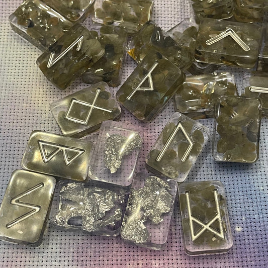 Labradorite Resin Runes Set