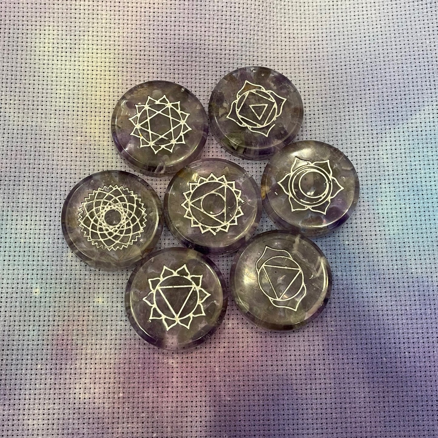 Amethyst Seven Chakra Resin Set