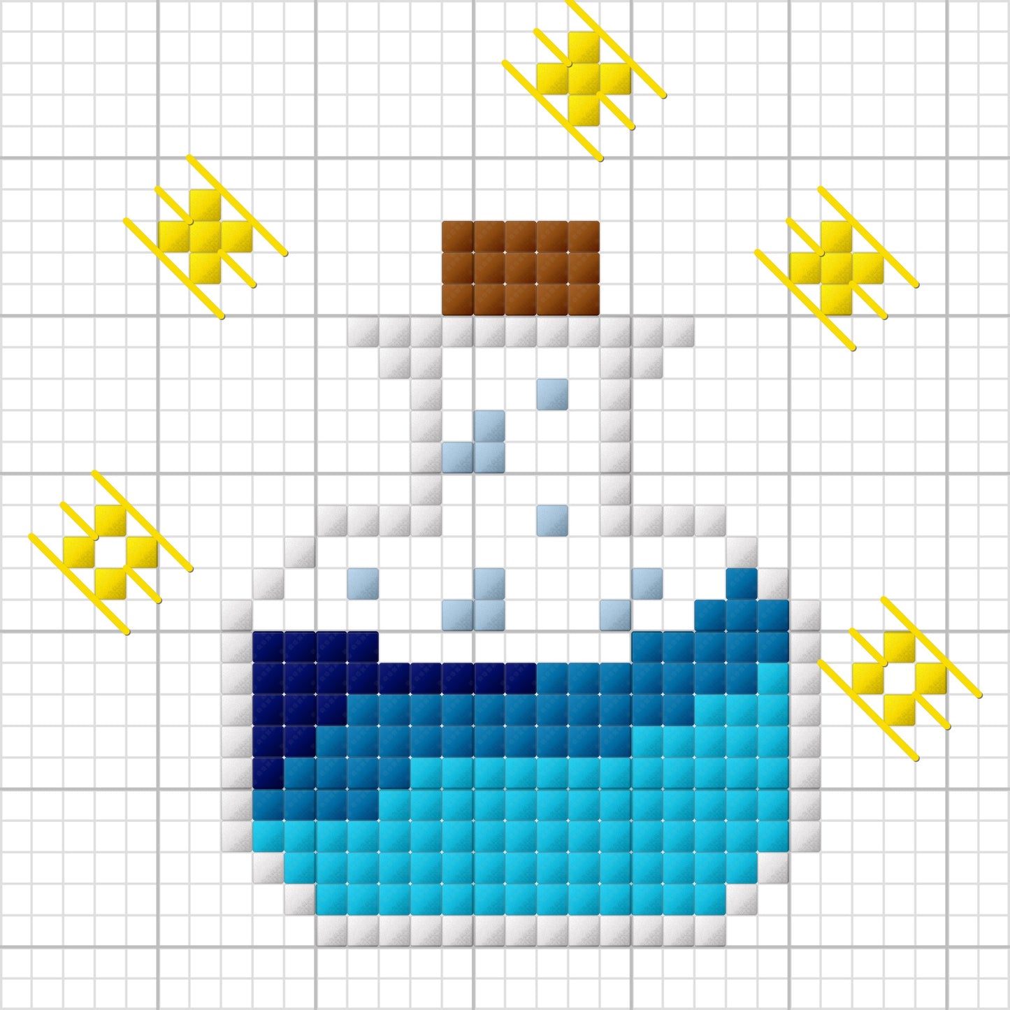 Witchy Blue Potion Bottle Cross Stitch Pattern