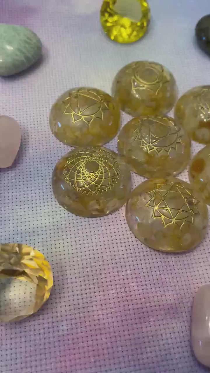 Citrine Crystal Seven Chakra Resin Set