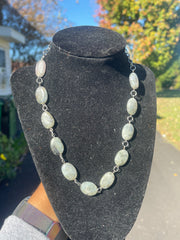 Stainless Steel Oval Labradorite Necklace