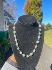 Silver Fill Square Labradorite Beaded Necklace