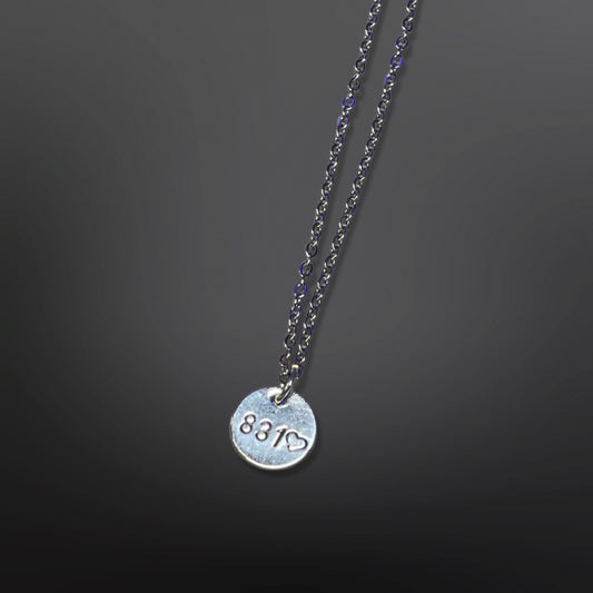 I Love You 831 Numbers Stamped Circle Necklace